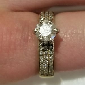 10 k diamond band with large center stone